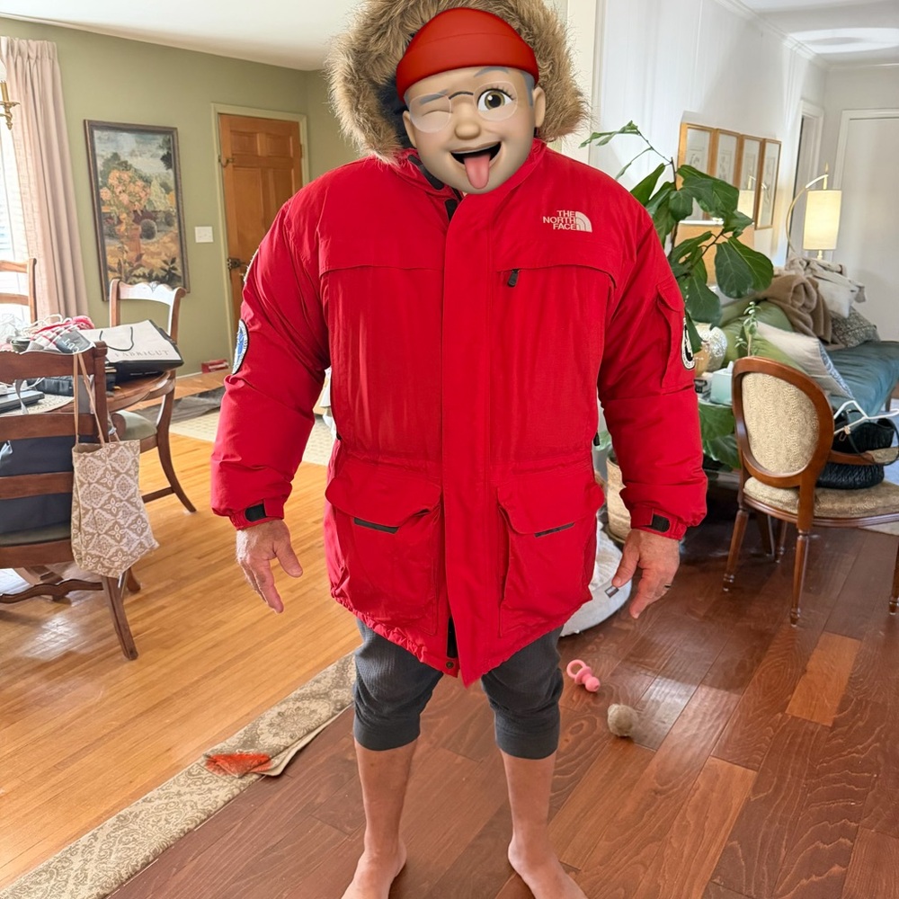 The North Face Bold Red Jacket with Fur Trim
